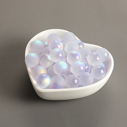 Lavande Perles de verre tchèques, sans trou, avec de la poudre de paillettes, ronde, lavande, 10mm
