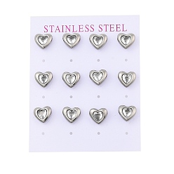 Прозрачный 304 Серьги из нержавеющей стали, с микро проложить кубического циркония, цвет нержавеющей стали, прозрачные, 10x9 мм