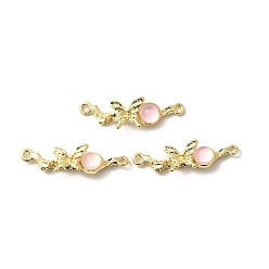 Золотой Подвески-бабочки из сплава и розового стекла, без свинца, без кадмии и без никеля, стойки покрытие, золотые, 10x34x6 мм, отверстие : 2 мм