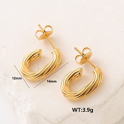 Золотой Серьги-гвоздики из нержавеющей стали в форме буквы С, золотые, 16x12 мм