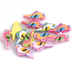 Bird Spray Painted Wood Beads, for Jewelry Making, Mixed Color, Bird, 15x21x5mm