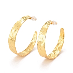 Real 18K Gold Plated Brass Stud Earrings, Long-Lasting Plated, Ring, Real 18K Gold Plated, 41x9.5mm, Pin: 0.6mm