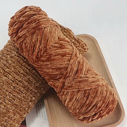 Chocolate Wool Chenille Yarn, Velvet Hand Knitting Threads, for Baby Sweater Scarf Fabric Needlework Craft, Chocolate, 3mm, about 87.49 Yards(80m)/Skein