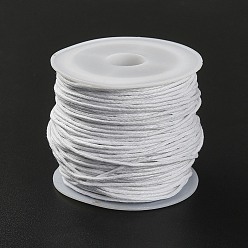Белый 20m вощеные хлопковые шнуры, многослойный круглый шнур, макраме ремесленная нить для изготовления ювелирных изделий, белые, 1 мм, около 21.87 ярдов (20 м) / рулон