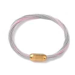 чертополох 304 Браслеты из нержавеющей стали с полиэстеровым металлическим шнуром для женщин, с внутренней частью из рыбьей нити и магнитной застежкой, ионное покрытие (ip), чертополох, 7-1/4 дюйм (18.3 см)