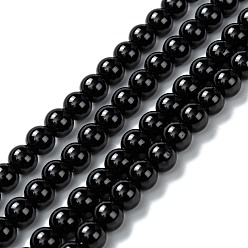 Black Onyx Natural Black Onyx Beads Strands, Dyed & Heated, Glaze, Round, 6mm, Hole: 2mm, about 65pcs/strand, 14.17 inch(36cm)
