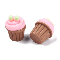 Pink Opaque Resin Decoden Cabochons, Imitation Food, Cupcake, Pink, 21.5~22x16~16.5x16~16.5mm