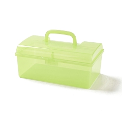 Green Yellow Transparent PT Plastic Multipurpose Portable Storage Box, for Sewing Box, Tool Box, First Aid Kit, Craft Supplies Organizer Case, with Latching Lid & Handle, Rectangle, Green Yellow, 97.5x167x73.5mm, Inner Diameter: 87.5x161mm