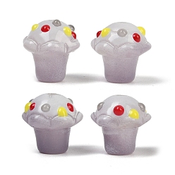 Серый Стеклянные бугорчатые бусины, мороженое, с эмалью, окрашенный и сердечный, серые, 13.5x13 мм, отверстие : 1.6 мм