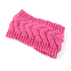 Deep Pink Polyacrylonitrile Fiber Yarn Warmer Headbands, Soft Stretch Thick Cable Knit Head Wrap for Women, Deep Pink, 210x110mm