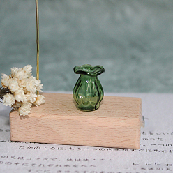 Green High Borosilicate Glass Vase Miniature Ornaments, Micro Landscape Garden Dollhouse Accessories, Pretending Prop Decorations, with Wavy Edge, Green, 15x20mm