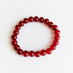 19 8mm Natural Glass Bead Bracelet with Elastic Cord for Women and Men