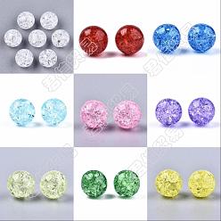 Mixed Color PandaHall Elite 270Pcs 9 Colors Transparent Crackle Glass Round Beads, No Hole, Mixed Color, 12mm, 30pcs/color
