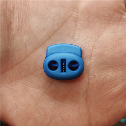 Dodger Blue Nylon Cord Locks Clip Ends, Double Hole Drawstring Stopper Fastener Buttons, Dodger Blue, 1.8x2cm, Hole: 4mm