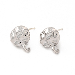 Platinum Alloy Stud Earring Findings, with Horizontal Loop and 304 Stainless Steel Pins, Long-Lasting Plated, Oval, Cadmium Free & Lead Free, Platinum, 13.5x12mm, Hole: 2.5mm, Pin: 0.6mm