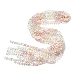 Персиковый Слойка Стеклянные бусины с гальваническим покрытием , круглые, граненый(32 граненый), градиент цвета, розовые, 6 мм, отверстие : 1.2 мм, около 61 шт / нитка, 12.60'' (32 см)