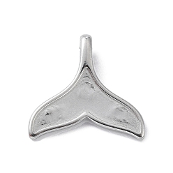 Stainless Steel Color 304 Stainless Steel Pendant Cabochon Settings, Fishtail, Stainless Steel Color, Tray: 6.5x16mm, 17x17.5x1mm, Hole: 1.5x3.5mm