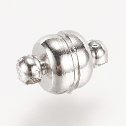 Platino Cierres magnéticos de latón con bucles, oval, Platino, 11x7 mm, agujero: 1.5 mm