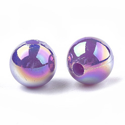 Purple Plastic Beads, AB Color Plated, Round, Purple, 8mm, Hole: 1.8mm, 2000pcs/500g