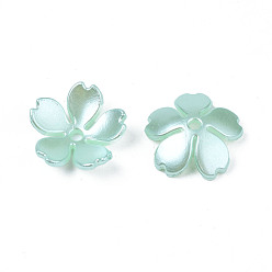 Аквамарин Аэрозольная краска абс пластик имитация жемчуга бусины, цветок, аквамарин, 14x15x4 мм, отверстие : 1.5 мм