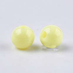 Champagne Yellow Opaque Plastic Beads, Round, Champagne Yellow, 6x5.5mm, Hole: 1.8mm, about 4790pcs/500g