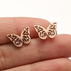 669 rose gold Earrings Girls Cute Spring Summer Butterfly Wings Heart Pattern Personality Earrings