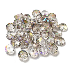 Gainsboro Electroplate Glass Beads, Faceted, Half Round, Gainsboro, 5.5x3mm, Hole: 1.4mm, 100pcs/bag