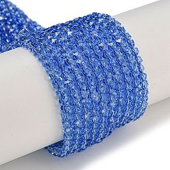 Королевский синий Стеклянные бусины с гальваническим покрытием , гальваническое покрытие, граненые, звезда, королевский синий, 3x4x4 мм, отверстие : 1 мм, около 98 шт / нитка, 12.60'' (32 см)