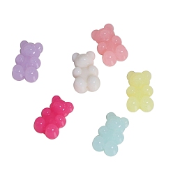 Mixed Color Acrylic Imitation Jelly Cabochons, Bear, Mixed Color, 17.9x11.5x7.6mm, Hole: 2mm, about 510pcs/500g