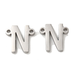 Letter N Non-Tarnish 304 Stainless Steel Connector Charms, Letter, Letter N, 10x10x1.5mm, Hole: 1.2mm
