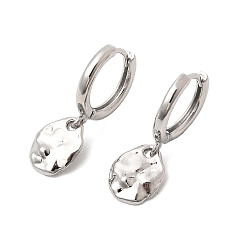 Платина Самородки латунные серьги-кольца, долговечный, стойки покрытие, без свинца и без кадмия, платина, 25x8.5 мм