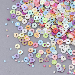 Mixed Color Ornament Accessories, PVC Plastic Paillette/Sequins Beads, Drilled & No Hole, Flat Round, Mixed Color, 1~2.5x0.5mm, Hole: 0.8mm