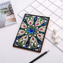 Flower DIY 5D Diamond Painting Beginner Notebook Kits, including Resin Rhinestones Bag, Diamond Sticky Pen, Tray Plate and Glue Clay, Flower, 210x150mm