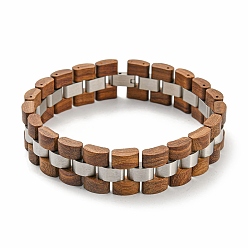 Sienna Wooden Watch Band Bracelets for Women Men, with 304 Stainless Steel Clasp, Sienna, 9-5/8 inch(24.5cm)