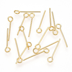 Настоящее золото 18K Латунный штифт, долговечный, Позолота, без никеля , реальный 18 k позолоченный, 21 датчик, 16 мм, отверстие : 2 мм, штифты : 0.7 мм