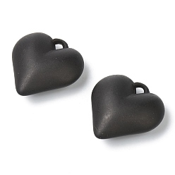 Black Resin Pendants, DIY Earring and Headdress, Heart, Black, 28x27.5x11mm, Hole: 3x3.8mm