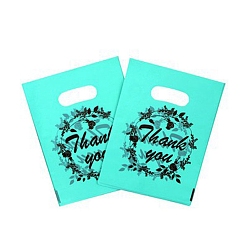 Flower 100Pcs Rectangle Plastic Jewelry Gift Bags with Handle Hole, for Retail Stores, Flower, 20x15cm