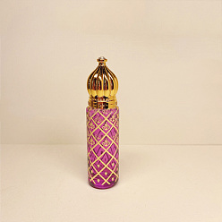 Orchid Arabian Style Glass Roller Ball Bottles, Essential Oil Refillable Bottle, for Personal Care, Orchid, 2x7.9cm, Capacity: 6ml(0.20fl. oz)