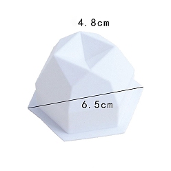 White Faceted Polygon DIY Silicone Candle Molds, for Scented Candle Making, White, 6.5x4.8cm