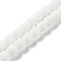 Blanc Fumé Perles verre opaque brins, tonneau à facettes, fumée blanche, 6.5~7x6mm, Trou: 1mm, Environ 78 pcs/chapelet, 20.28~21.65 pouce (51.5~55 cm)