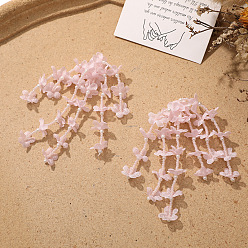 Розовый Подвески из ткани и акрила, бахрома листьев, туманная роза, 80x33 мм