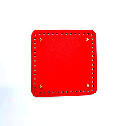 Red PU Leahter Knitting Crochet Bags Bottom, Square, Bag Shaper Base Replacement Accessaries, Red, 15x15x0.4cm, Hole: 4mm