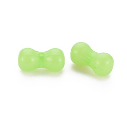 Vert Clair Perles acryliques de gelée d'imitation , formes d'os, vert clair, 9x17.5x8.5mm, Trou: 1.8mm, environ600 pcs / 500 g