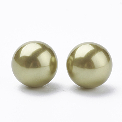 Olive Drab Eco-Friendly Plastic Imitation Pearl Beads, High Luster, Grade A, Round, Olive Drab, 40mm, Hole: 3.8mm