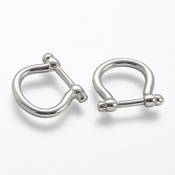 Stainless Steel Color 304 Stainless Steel Linking Rings, Shackle Clasp Shape, Stainless Steel Color, 17x18.5x3.5mm, Hole: 12x12mm