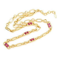 Фиолетовый 7 мм латунная цепочка с фиаро и инкрустацией кубическим цирконием, без кадмия и без свинца, стойки покрытие, долговечный, реальный 18 k позолоченный, фиолетовые, 18.11 дюйм (46 см)