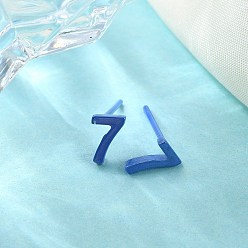 Blue Hypoallergenic Bioceramics Zirconia Ceramic Stud Earrings, Number 7, No Fading and Nickel Free, Blue, 6.5~7x4.5mm