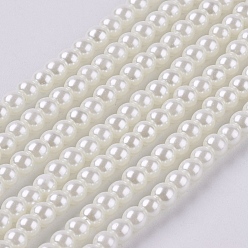 Beige Eco-Friendly Dyed Glass Pearl Round Beads Strands, Grade A, Cotton Cord Threaded, Beige, 3~3.5mm, Hole: 0.7~1.1mm, about 135pcs/strand, 15 inch