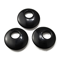 Обсидиан Природные подвески обсидиана, плоско-круглые, 40~41x8~9 мм, отверстие : 12~15 мм