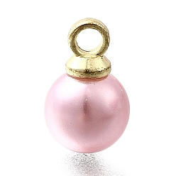 Фламинго Подвески из АБС-пластика с жемчугом, круглые, с петлей из легкого золотого сплава, фламинго, 9.5x6 мм, отверстие : 1.6 мм